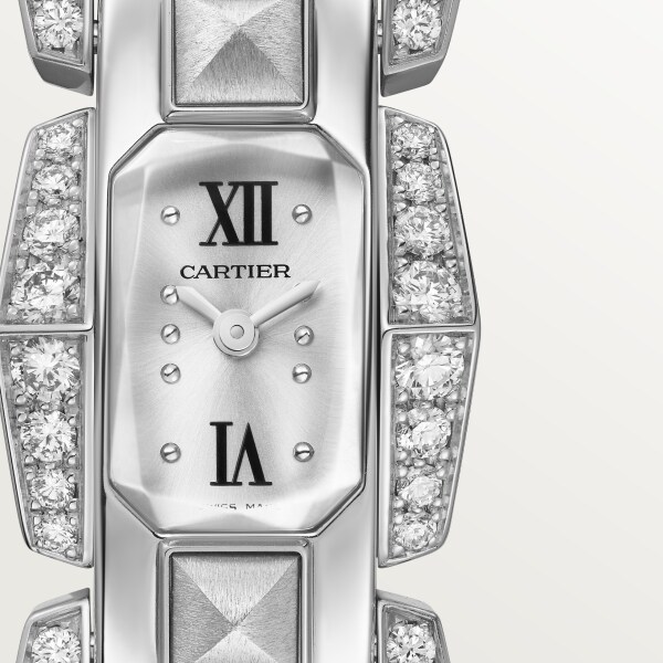 Clash [Un]limited 腕錶 小型款，石英機芯，鍍銠飾面白色黃金，鑽石
